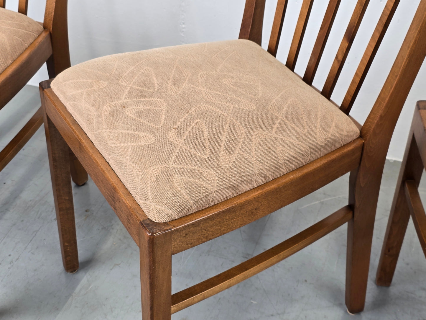 VINTAGE STUHL stühle 1960er holz nuss beige küche esstisch esszimmer mid century