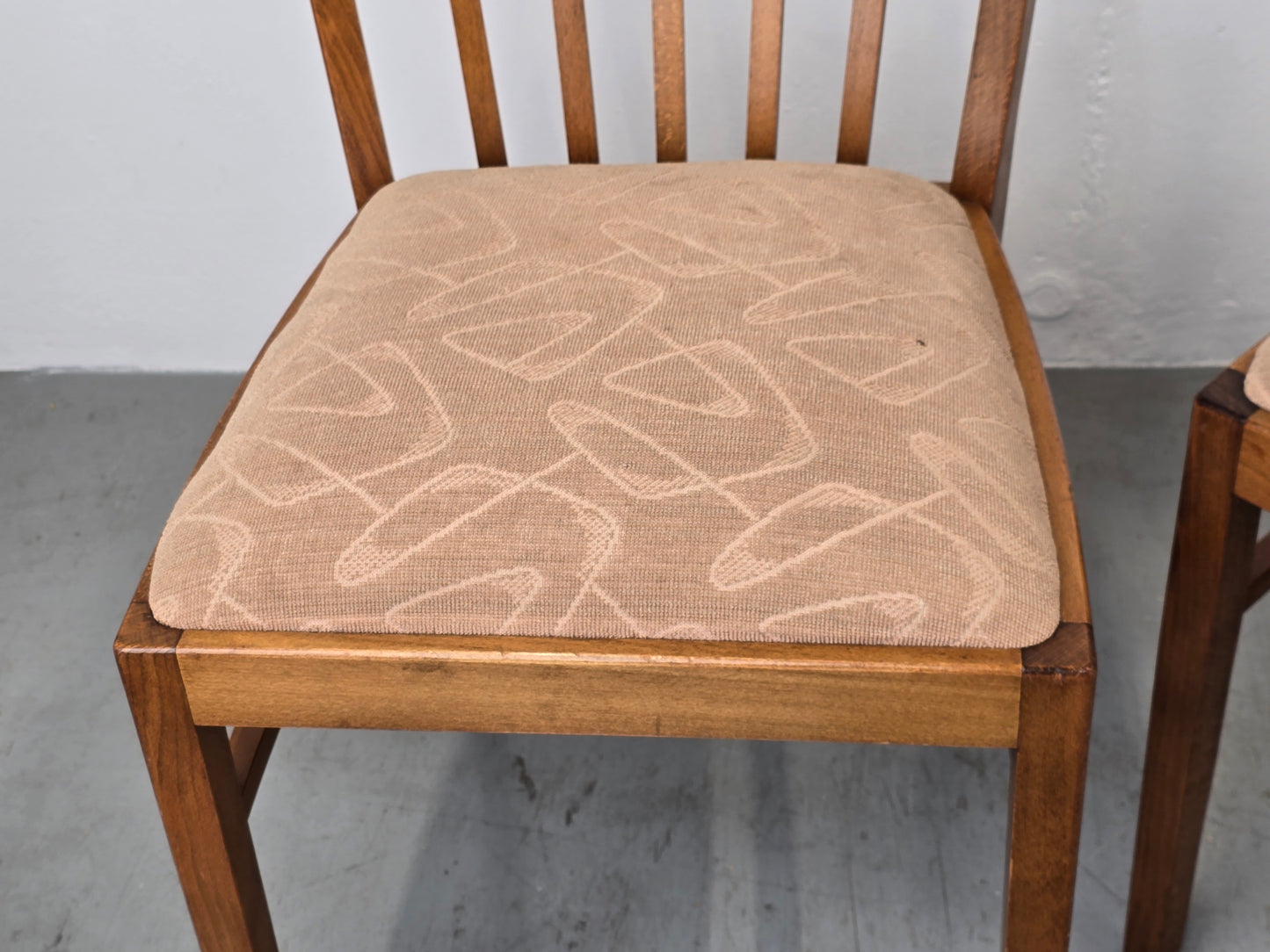 VINTAGE STUHL stühle 1960er holz nuss beige küche esstisch esszimmer mid century