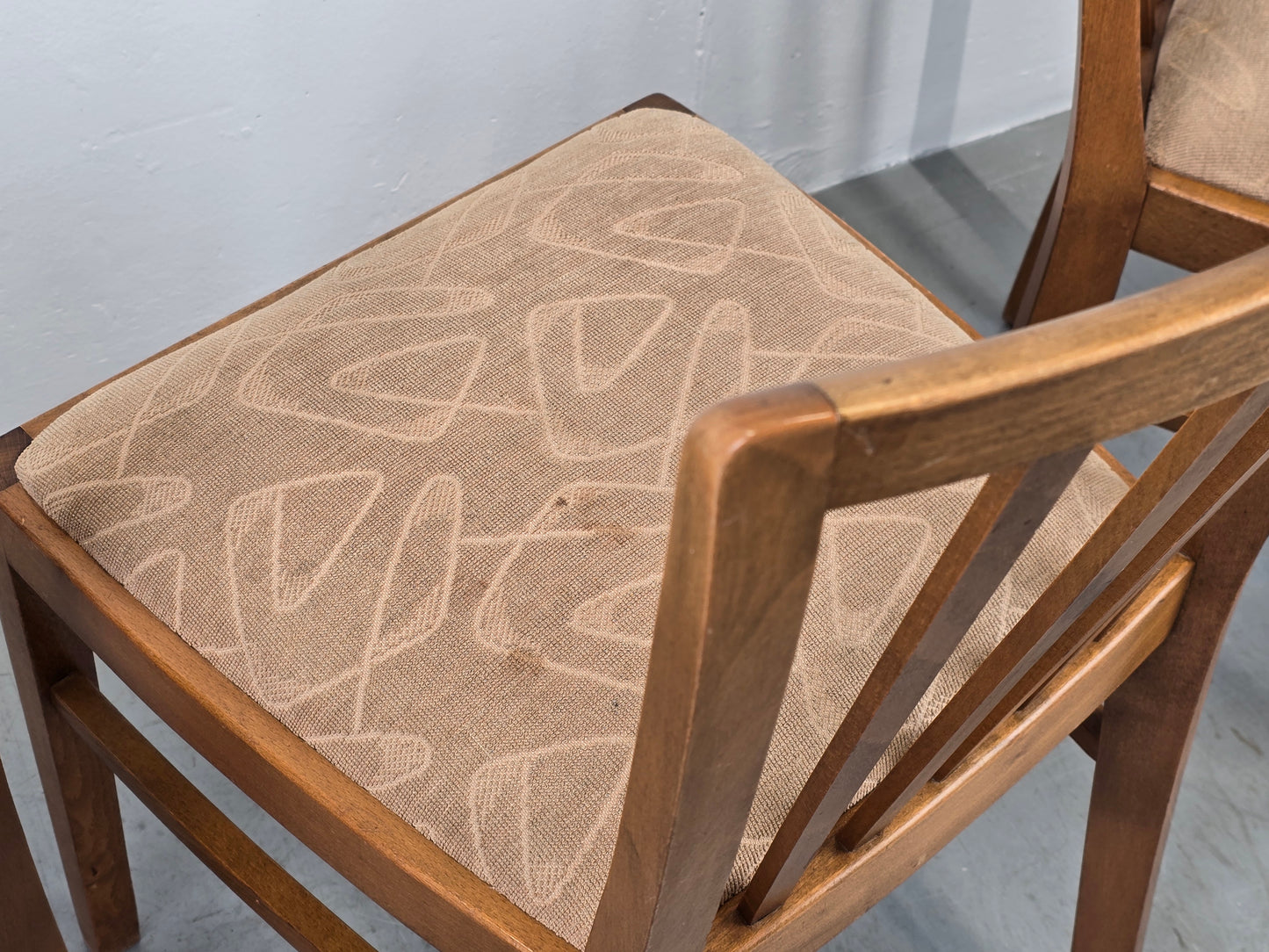 VINTAGE STUHL stühle 1960er holz nuss beige küche esstisch esszimmer mid century