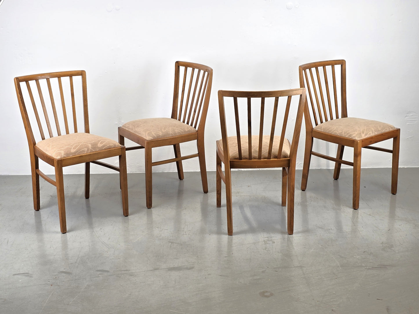 VINTAGE STUHL stühle 1960er holz nuss beige küche esstisch esszimmer mid century