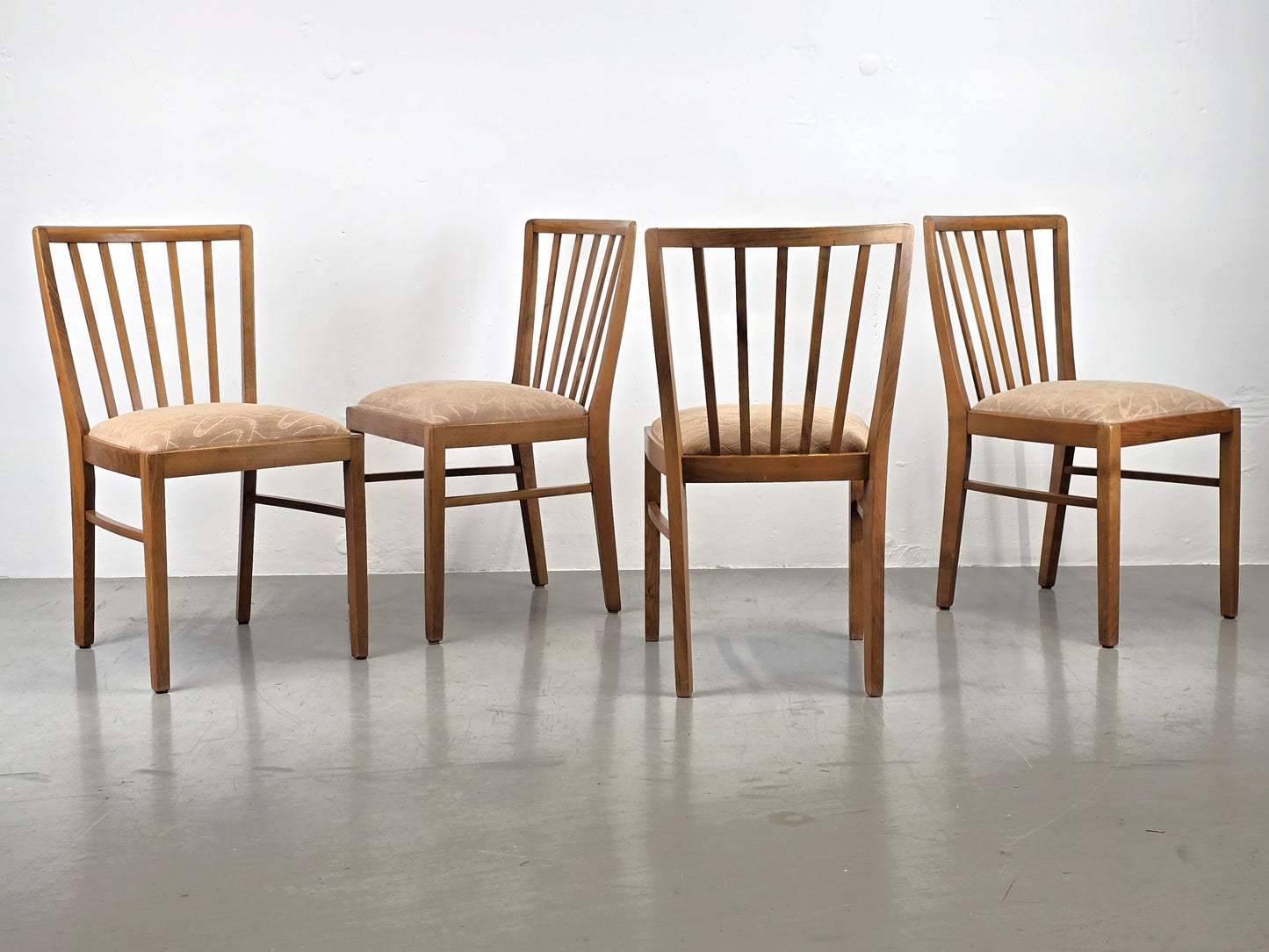 VINTAGE STUHL stühle 1960er holz nuss beige küche esstisch esszimmer mid century