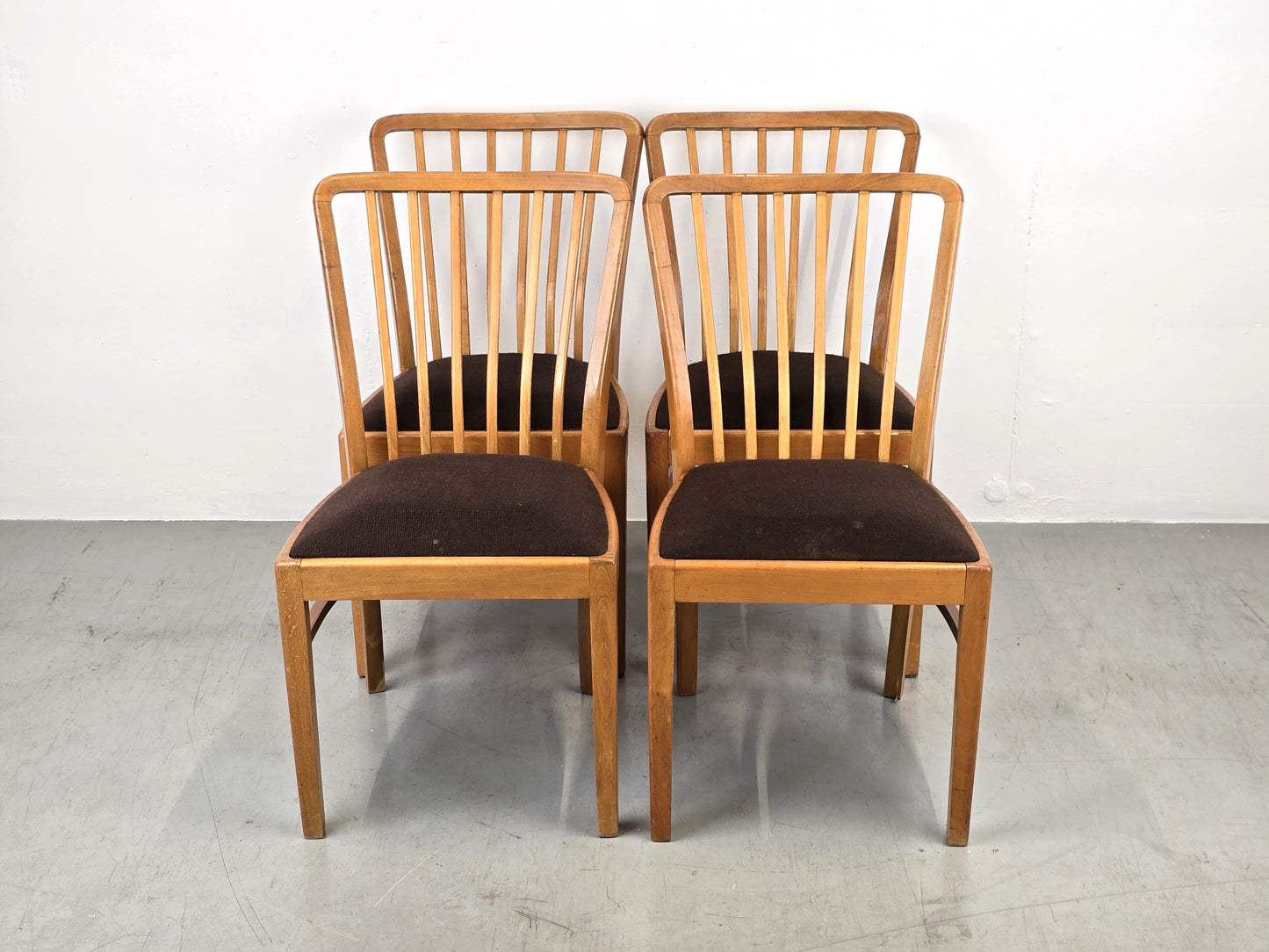 VINTAGE STUHL stühle 1960er holz nuss beige küche esstisch esszimmer mid century