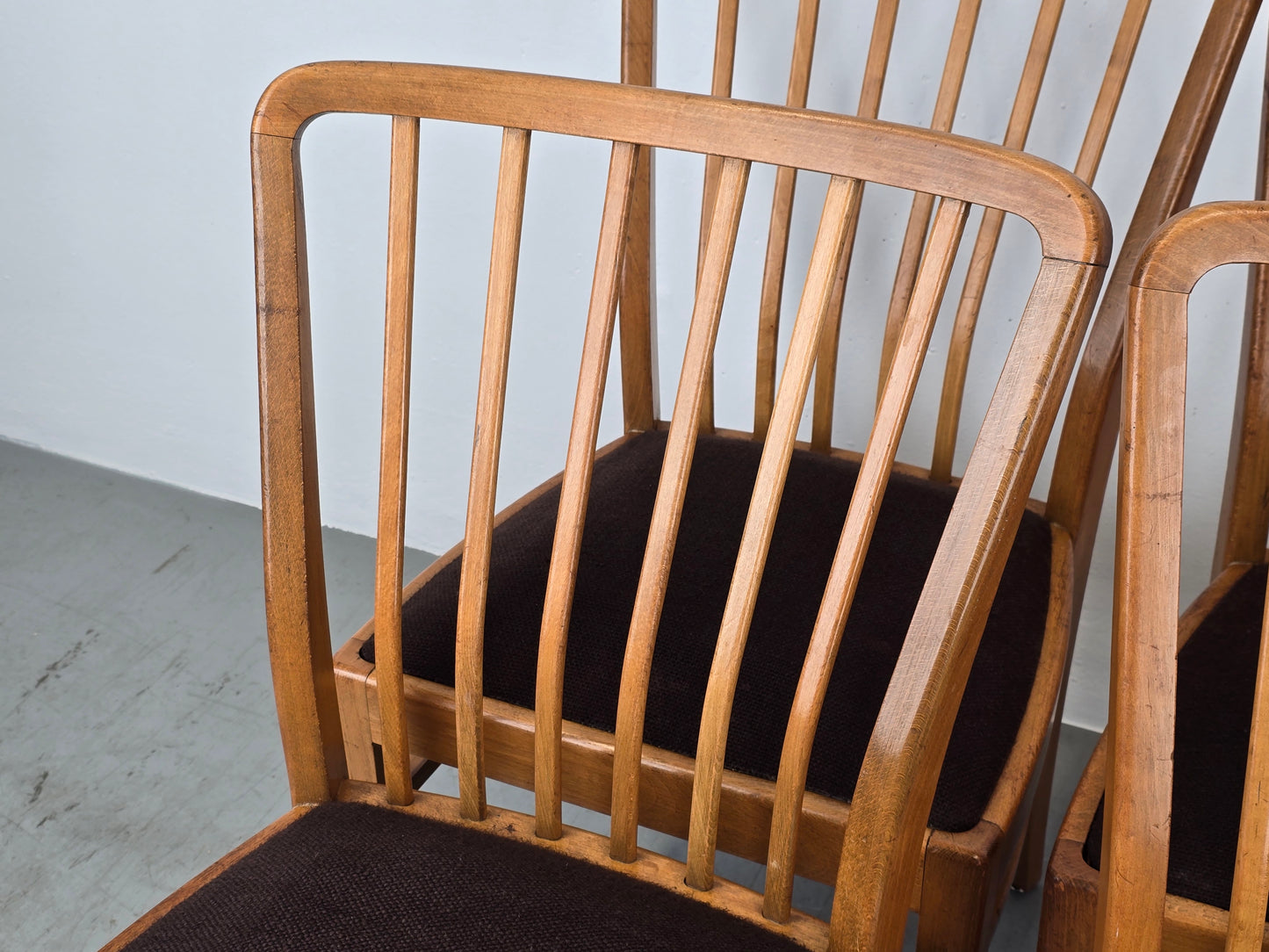 VINTAGE STUHL stühle 1960er holz nuss beige küche esstisch esszimmer mid century