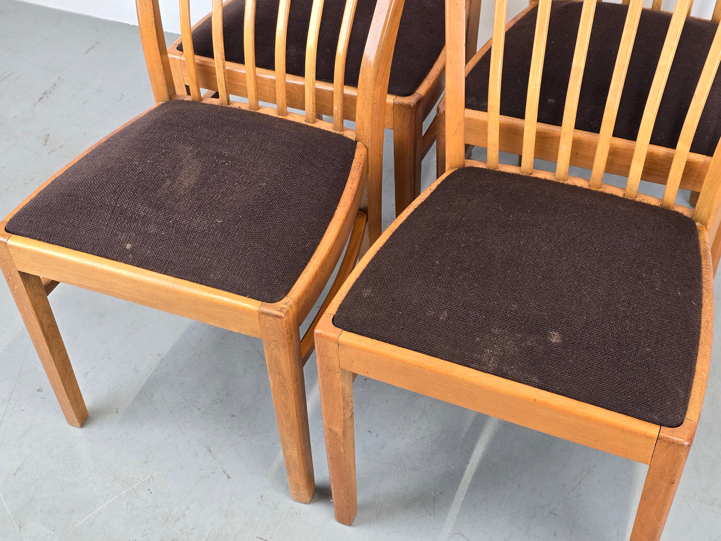 VINTAGE STUHL stühle 1960er holz nuss beige küche esstisch esszimmer mid century