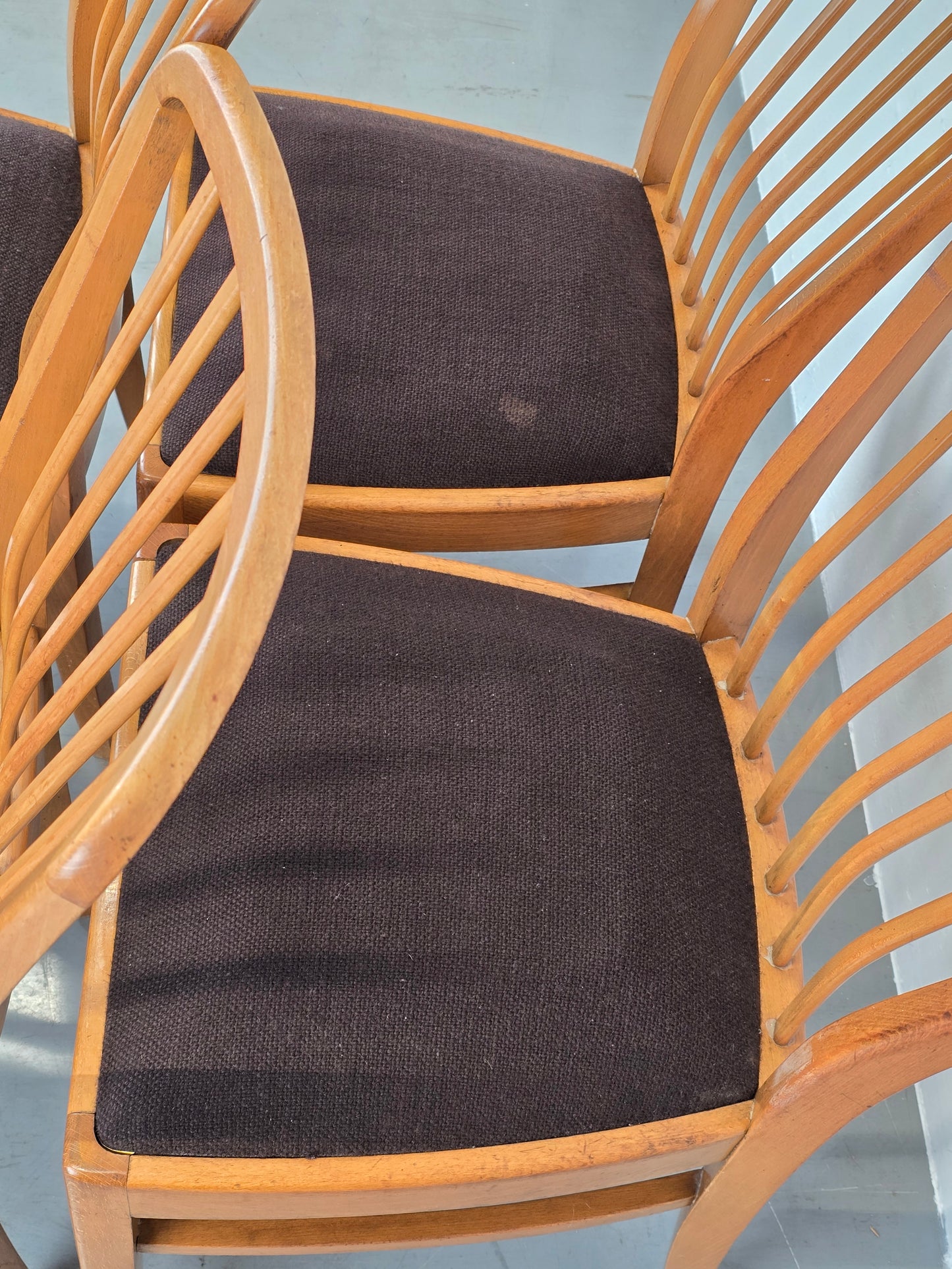 VINTAGE STUHL stühle 1960er holz nuss beige küche esstisch esszimmer mid century