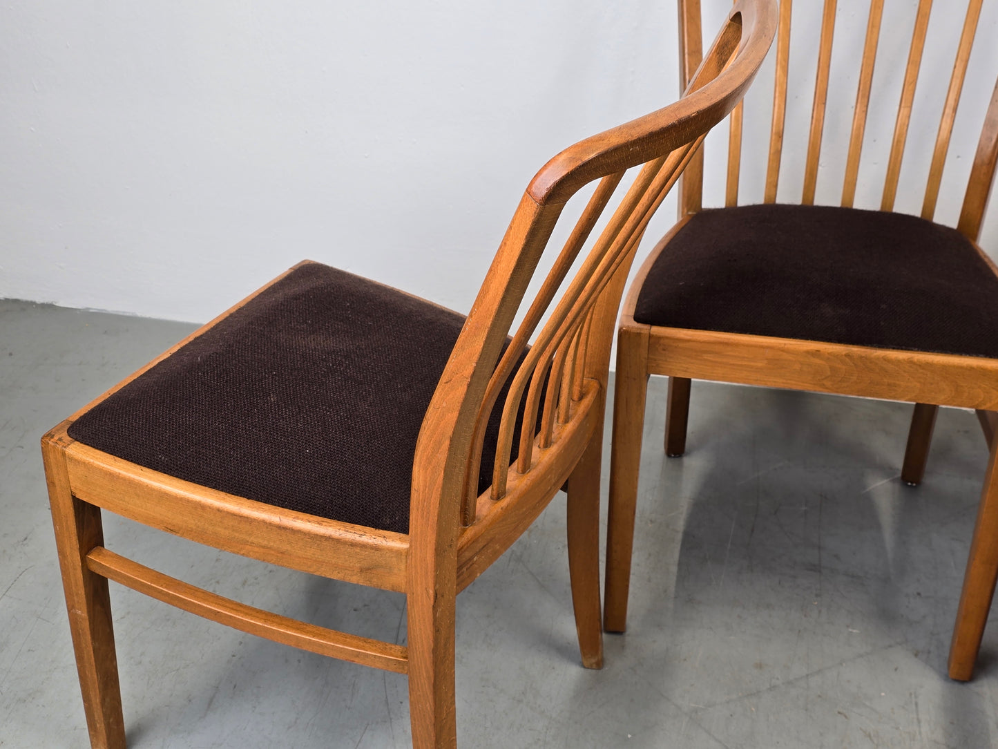 VINTAGE STUHL stühle 1960er holz nuss beige küche esstisch esszimmer mid century