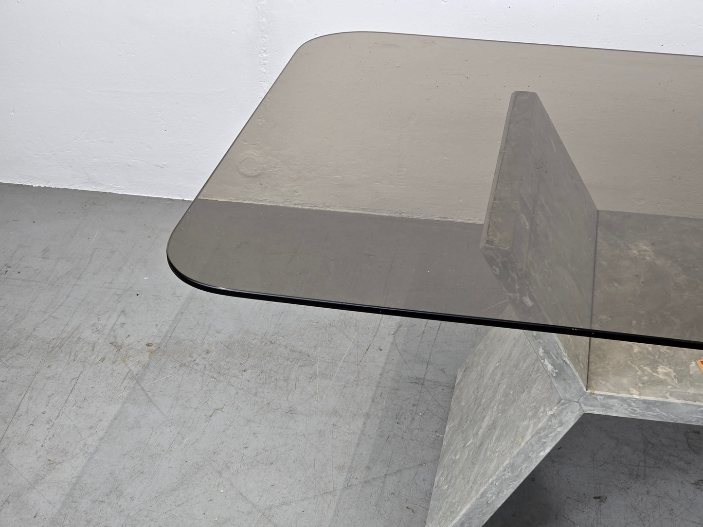 MID CENTURY COUCHTISCH rauchglas marmosvintage tisch wohnzimmer glas