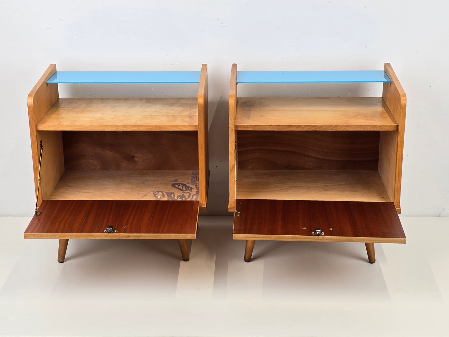 VINTAGE 2ER SET NACHTTISCHE nachttisch holz 1960er schlafzimmer tisch kommode