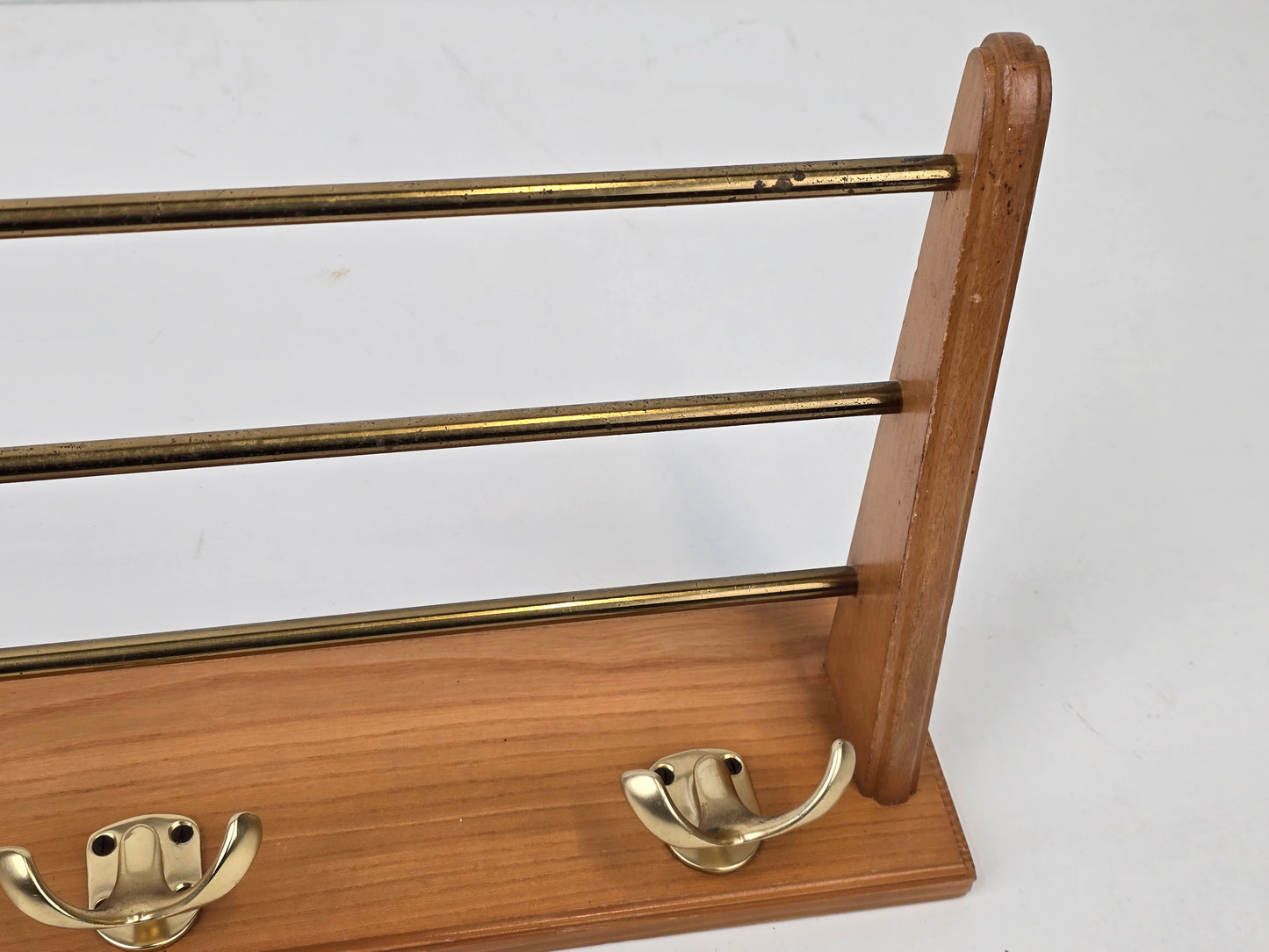 VINTAGE GARDEROBE hutablage mid century hacken holz gold messing flur