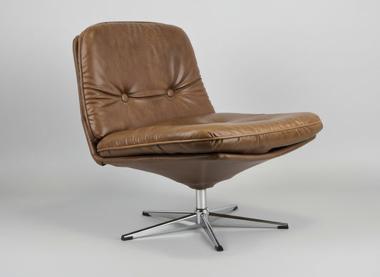 GILLIS LUNDGREN SESSEL leder brauch chrom vintage tv ikea drehsessel mid century