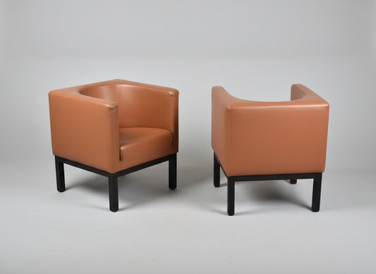 VINTAGE LOUNGE SESSEL braun leder tv club designer stuhl