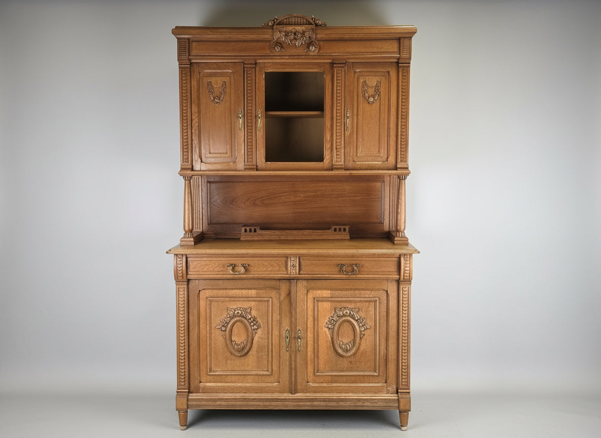 ANTIKES BÜFFET schrank buffet holz eiche vitrinenschrank küchen geschier