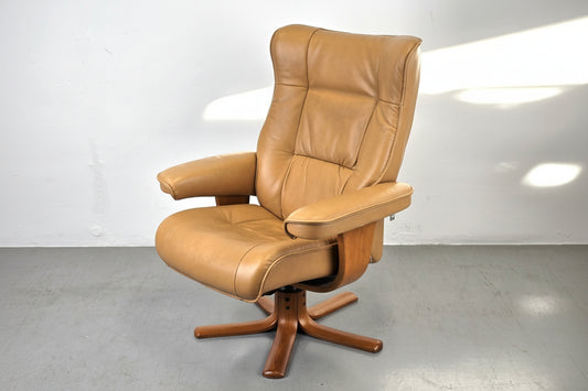 NORTHEN COMFORT SESSEL beige stuhl tv leder teak designer holz stressless Hjort Knudsen