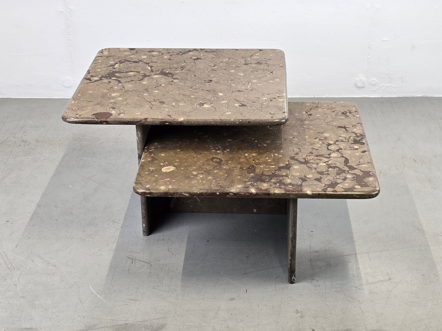 1980ER FOSSILIEN TISCH vintage couchtisch marmor stein wohnzimmer coffeetable