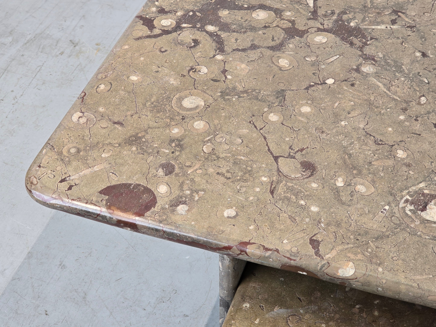 1980ER FOSSILIEN TISCH vintage couchtisch marmor stein wohnzimmer coffeetable