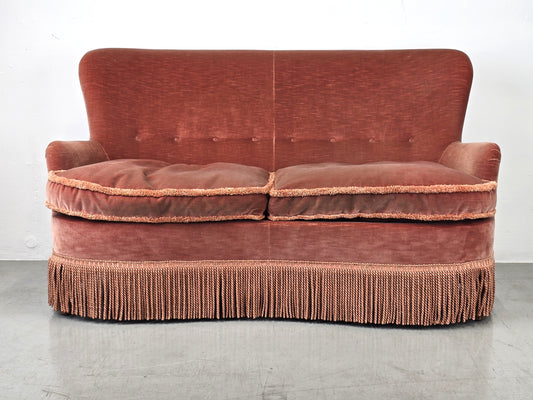 VINTAGE SOFA altrosa samt antik couch 2 Sitzer sessel BW modell