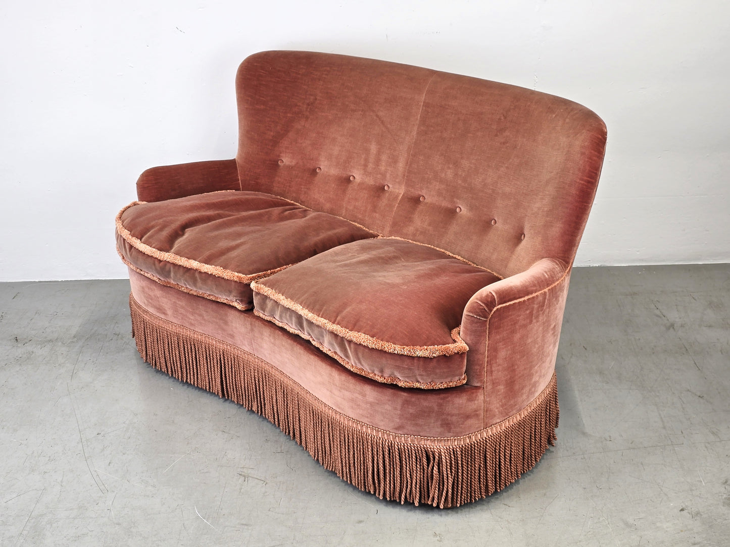 VINTAGE SOFA altrosa samt antik couch 2 Sitzer sessel BW modell