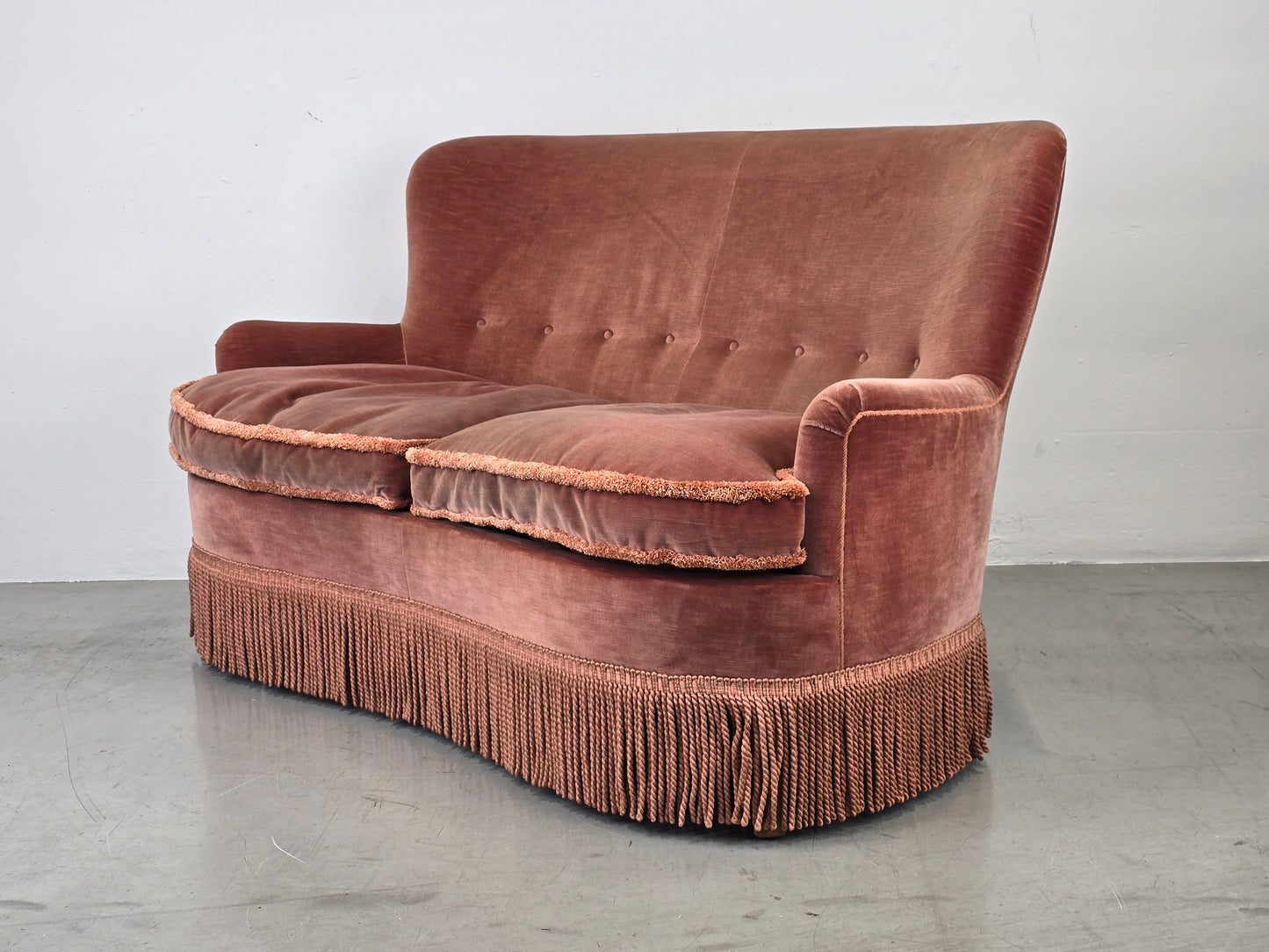 VINTAGE SOFA altrosa samt antik couch 2 Sitzer sessel BW modell