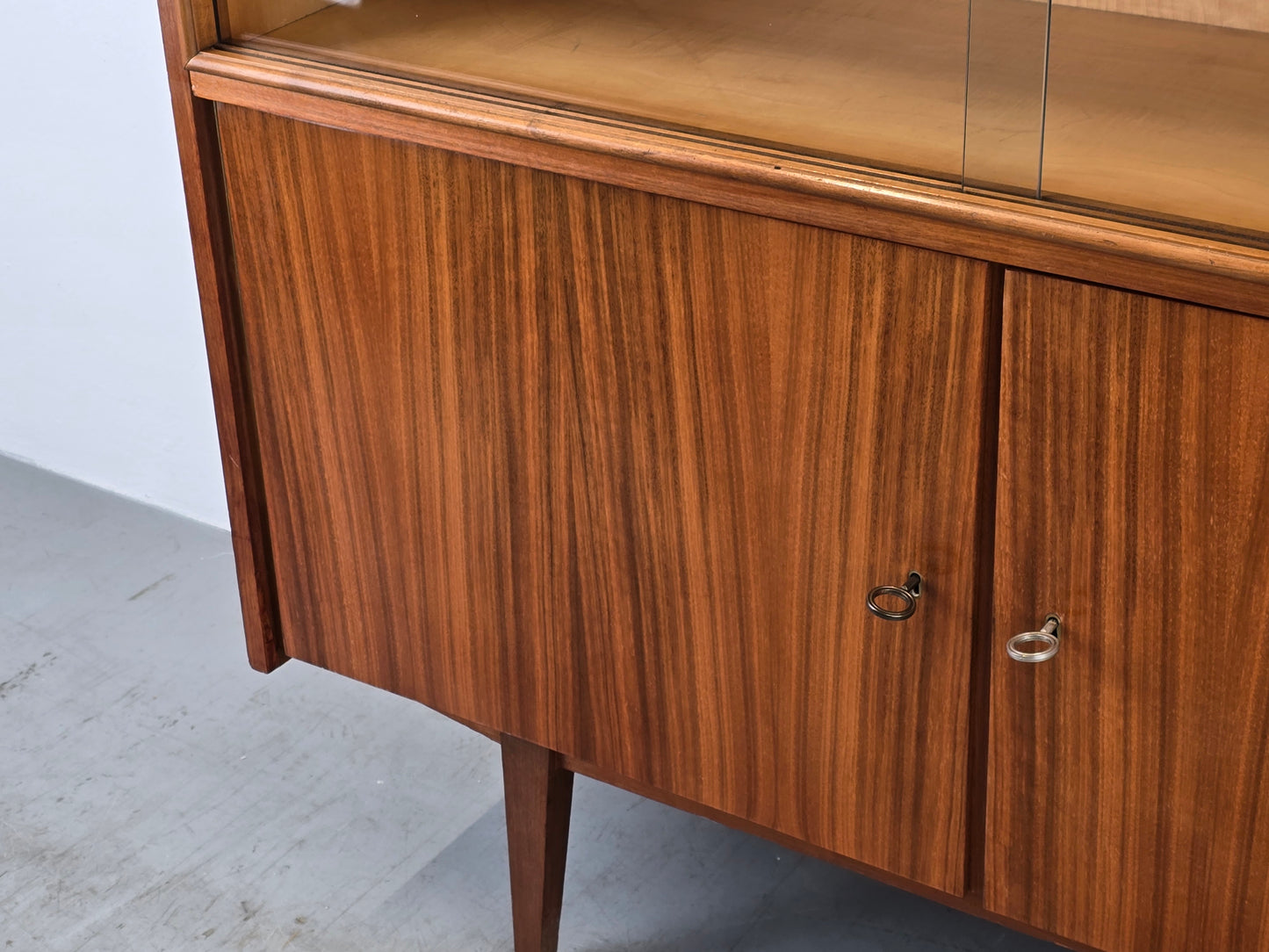 MID CENUTRY VITRINE schrank kommode holz vintage retro ddr 1960er vitrinenschrank