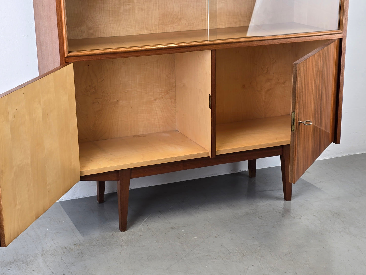 MID CENUTRY VITRINE schrank kommode holz vintage retro ddr 1960er vitrinenschrank