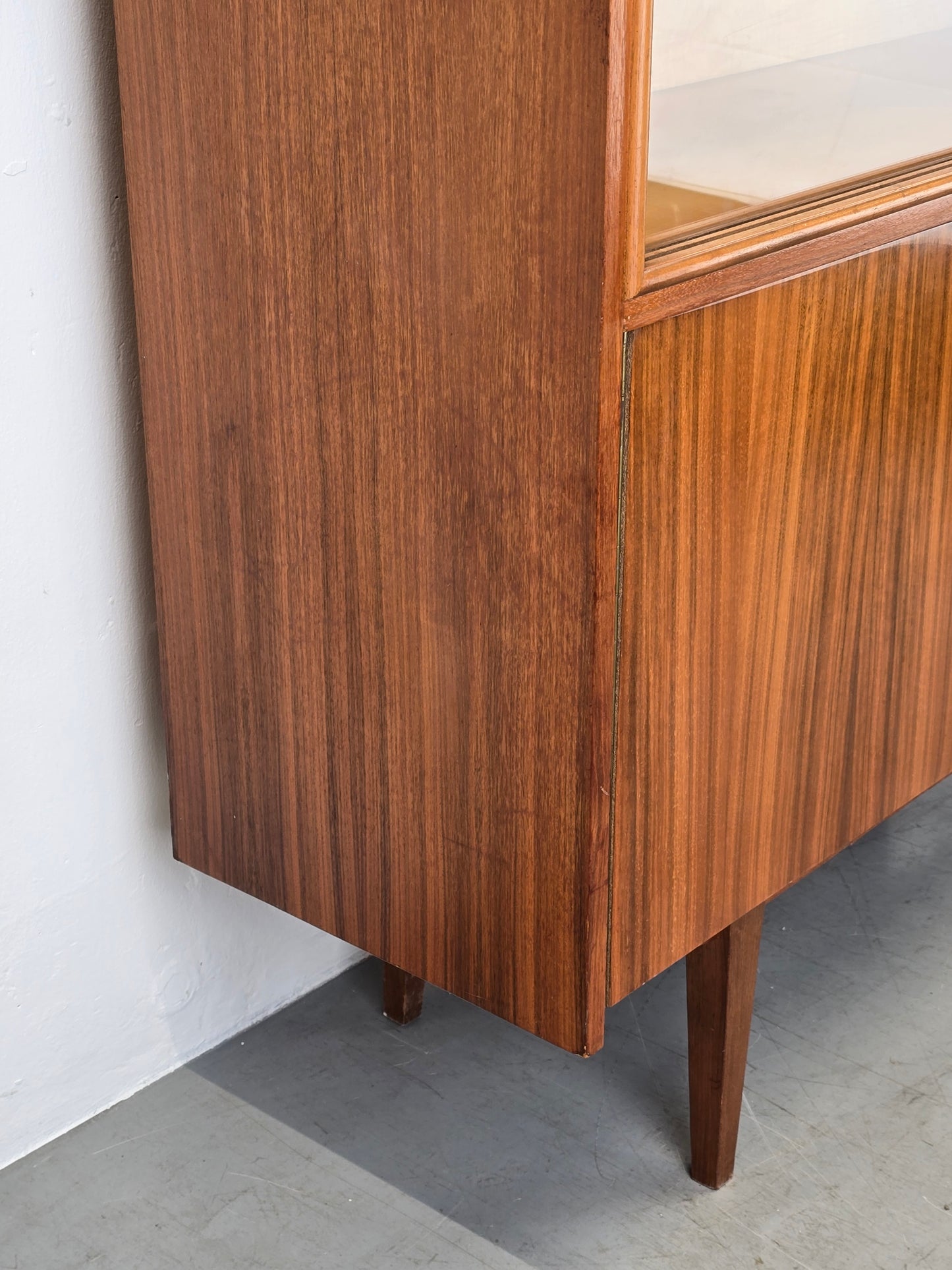 MID CENUTRY VITRINE schrank kommode holz vintage retro ddr 1960er vitrinenschrank