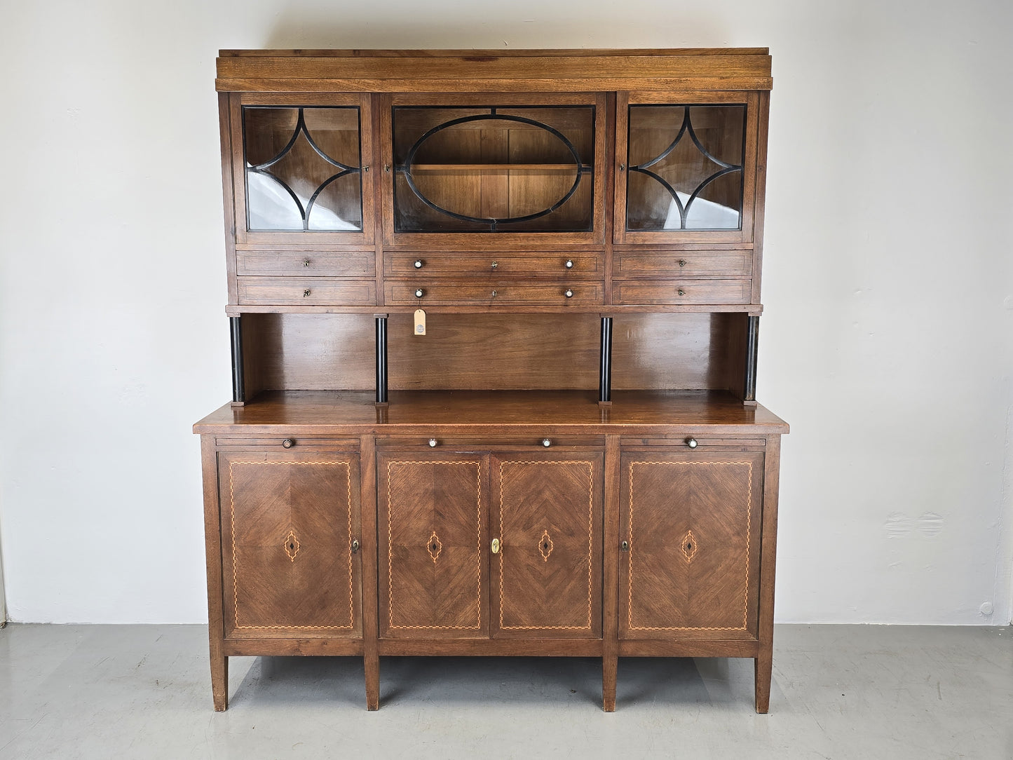 BIEDERMEIER BUFFET nussbaum holz schrank vitrine antik küchen büffet