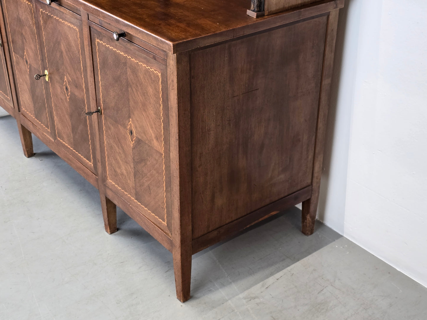 BIEDERMEIER BUFFET nussbaum holz schrank vitrine antik küchen büffet