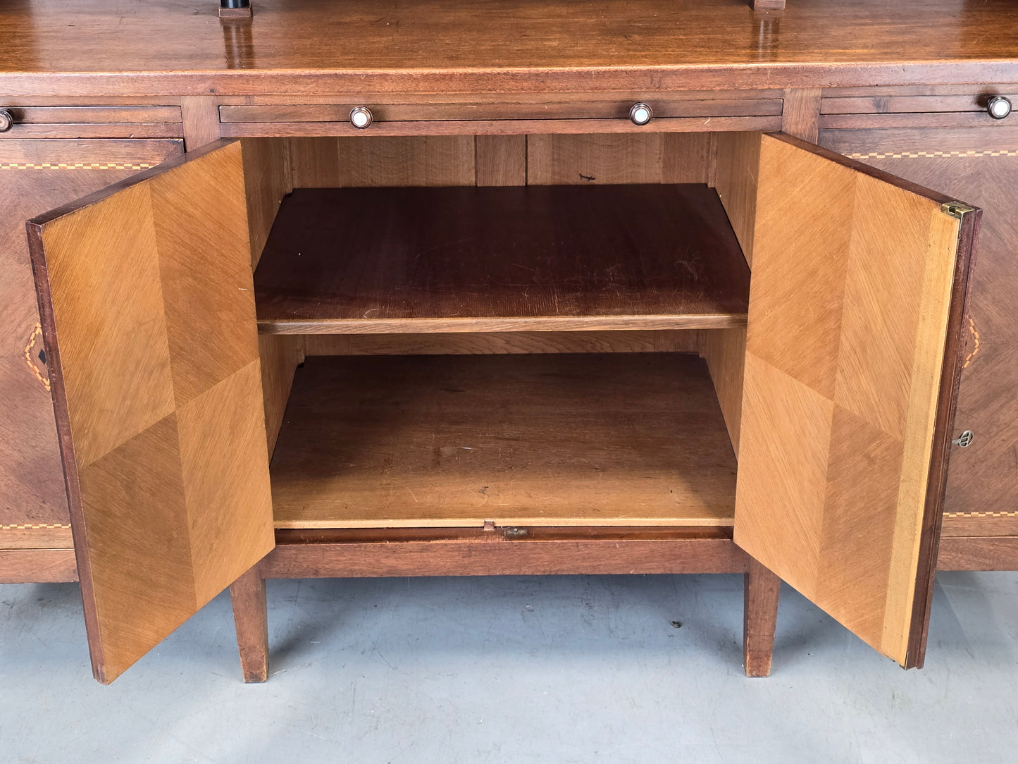 BIEDERMEIER BUFFET nussbaum holz schrank vitrine antik küchen büffet