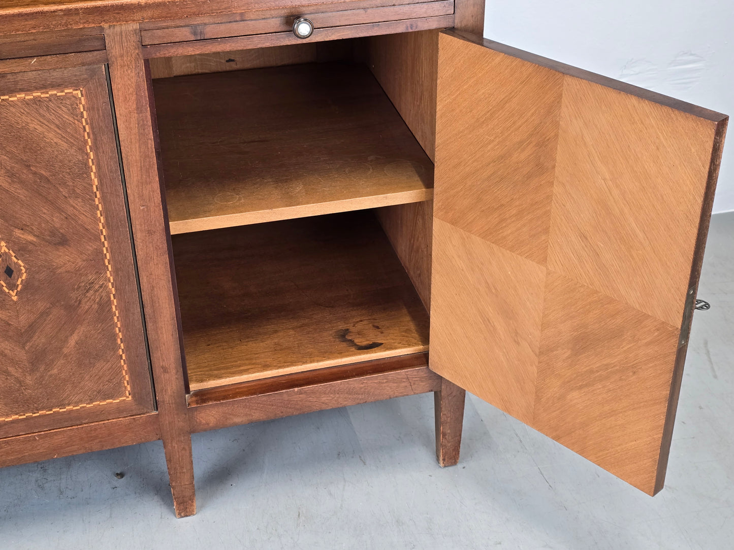 BIEDERMEIER BUFFET nussbaum holz schrank vitrine antik küchen büffet