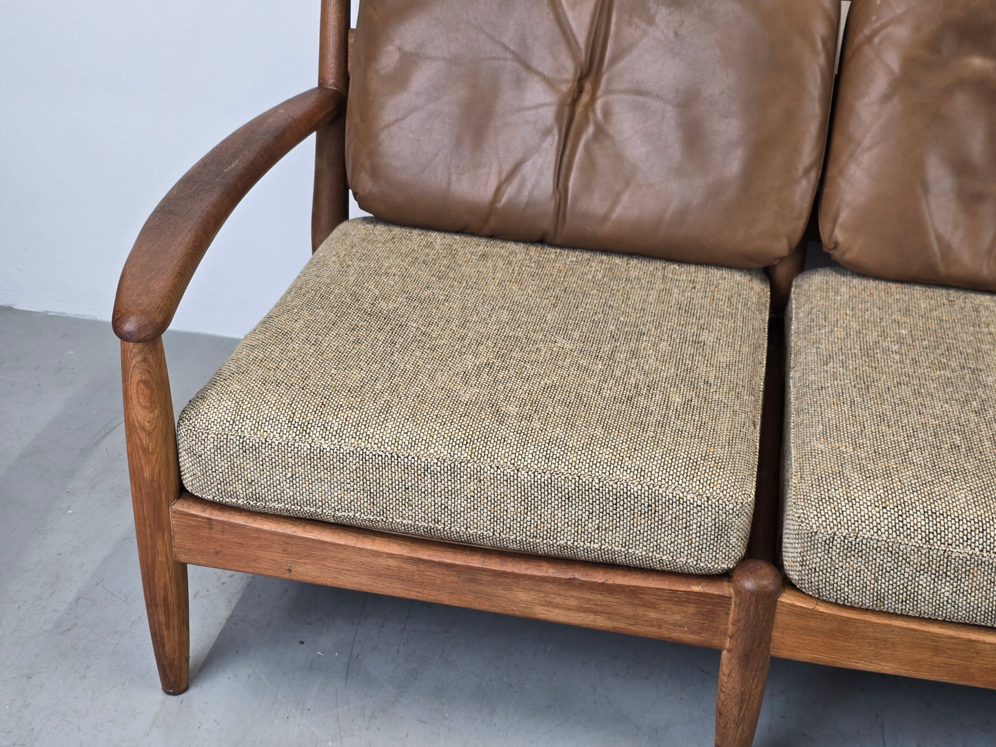 DANISH TEAK SOFA vintage couch holz mid century sessel tv wohnzimmer