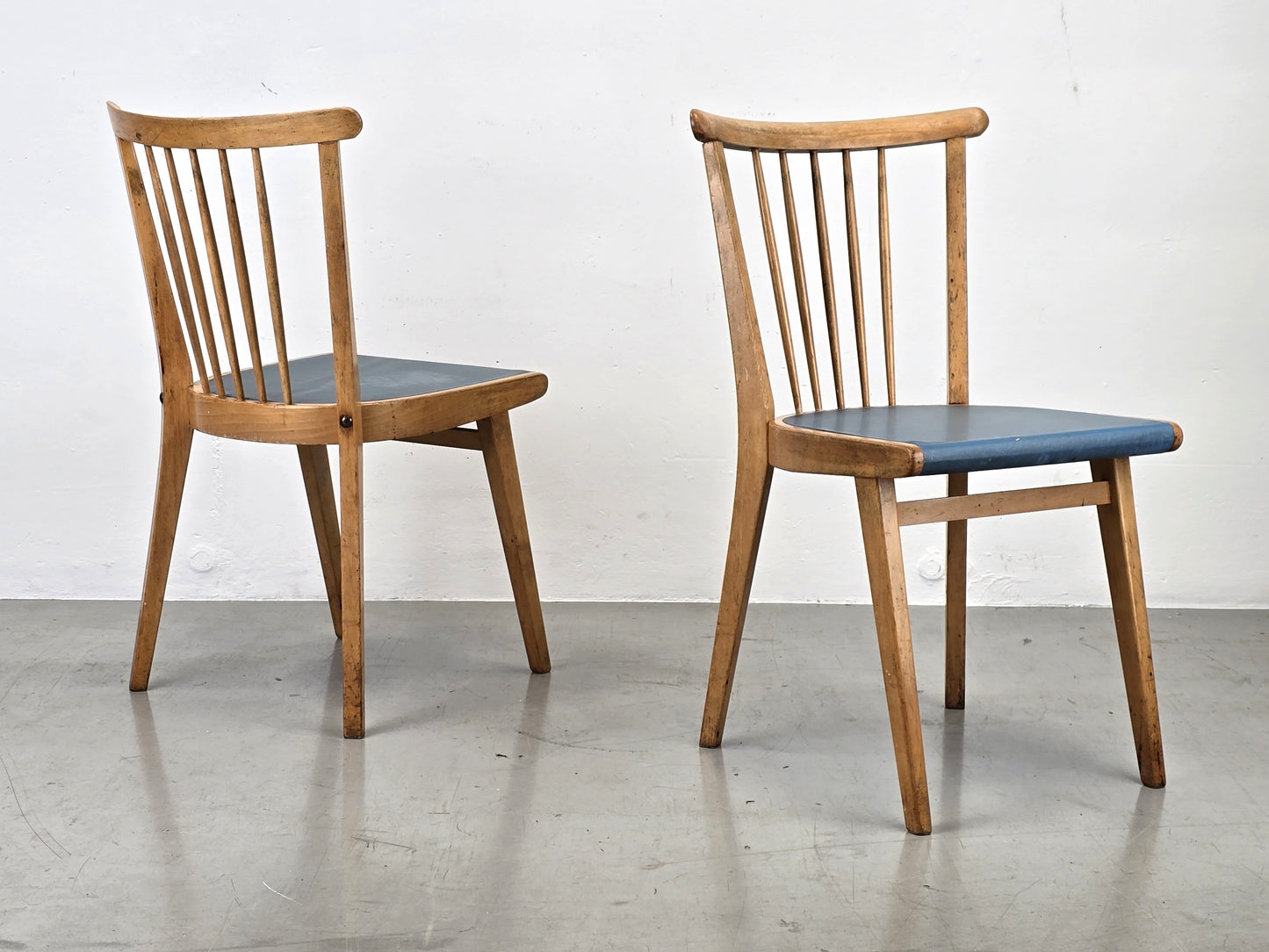 VINTAGE STUHL stühle küche 1950er Jahre holz retro ddr blau esstisch