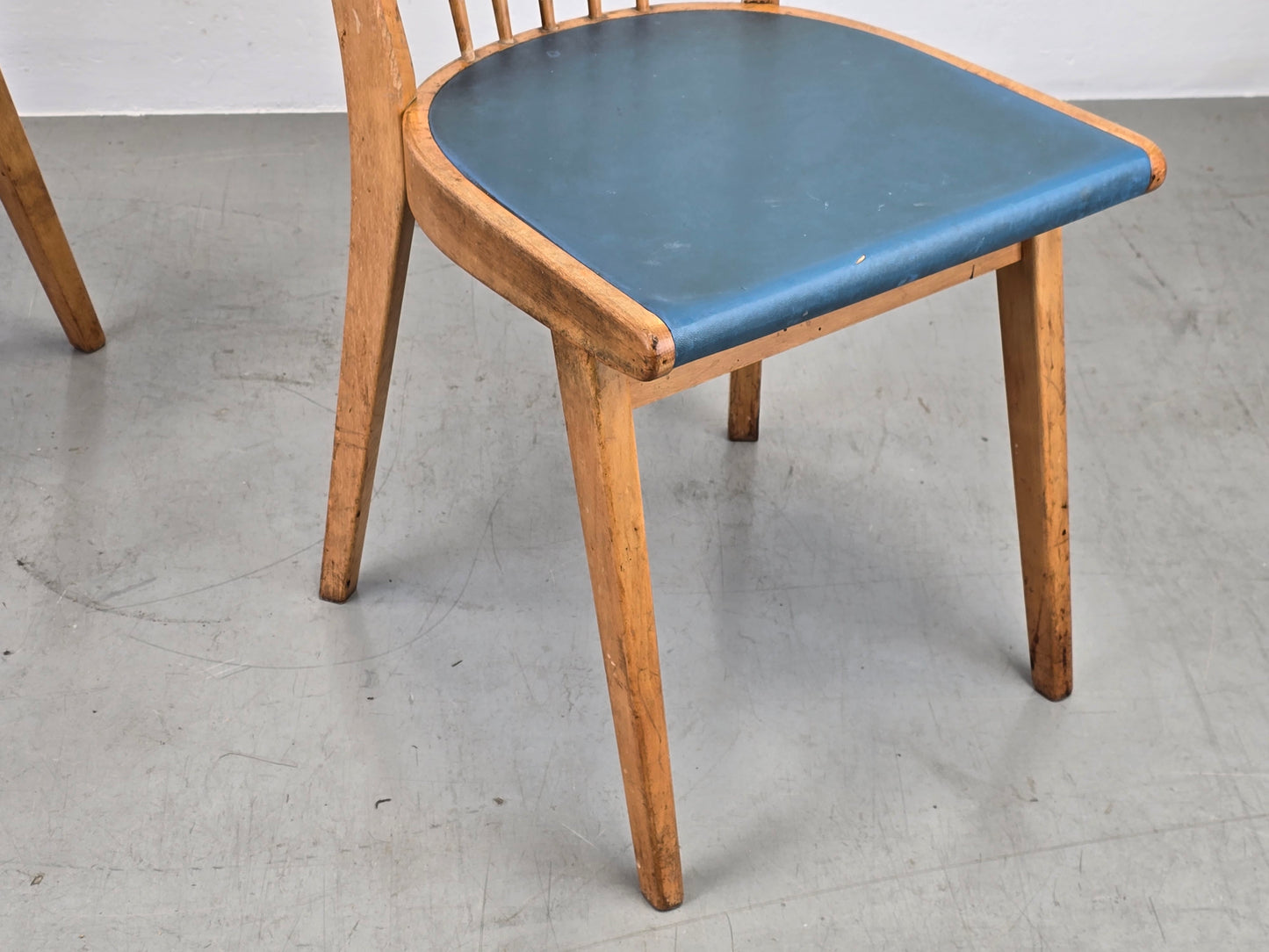 VINTAGE STUHL stühle küche 1950er Jahre holz retro ddr blau esstisch
