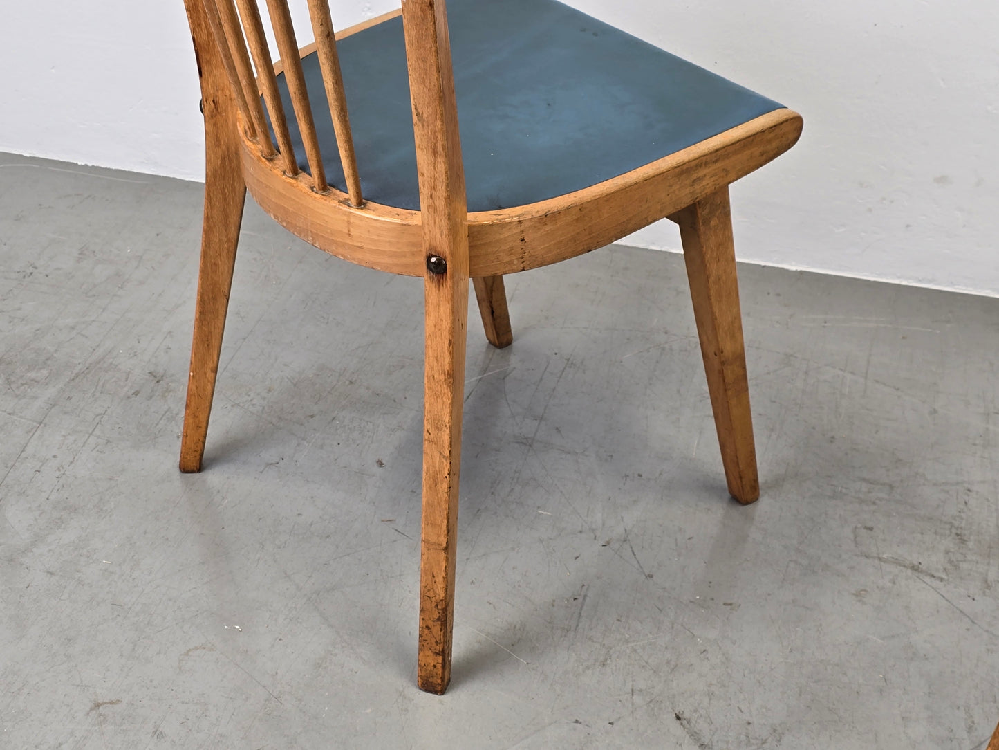 VINTAGE STUHL stühle küche 1950er Jahre holz retro ddr blau esstisch