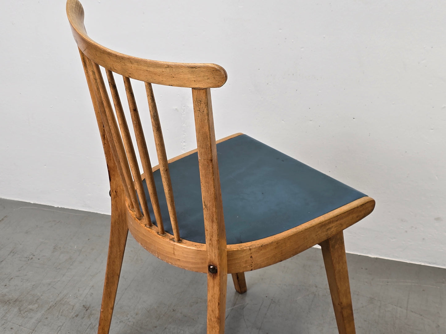 VINTAGE STUHL stühle küche 1950er Jahre holz retro ddr blau esstisch