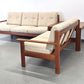 KNOLL ANTIMOTT TEAK SOFA holz couch L ecksofa beige vintage wolle couchtisch