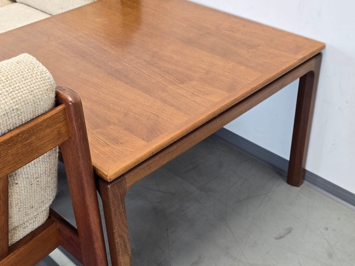 KNOLL ANTIMOTT TEAK SOFA holz couch L ecksofa beige vintage wolle couchtisch