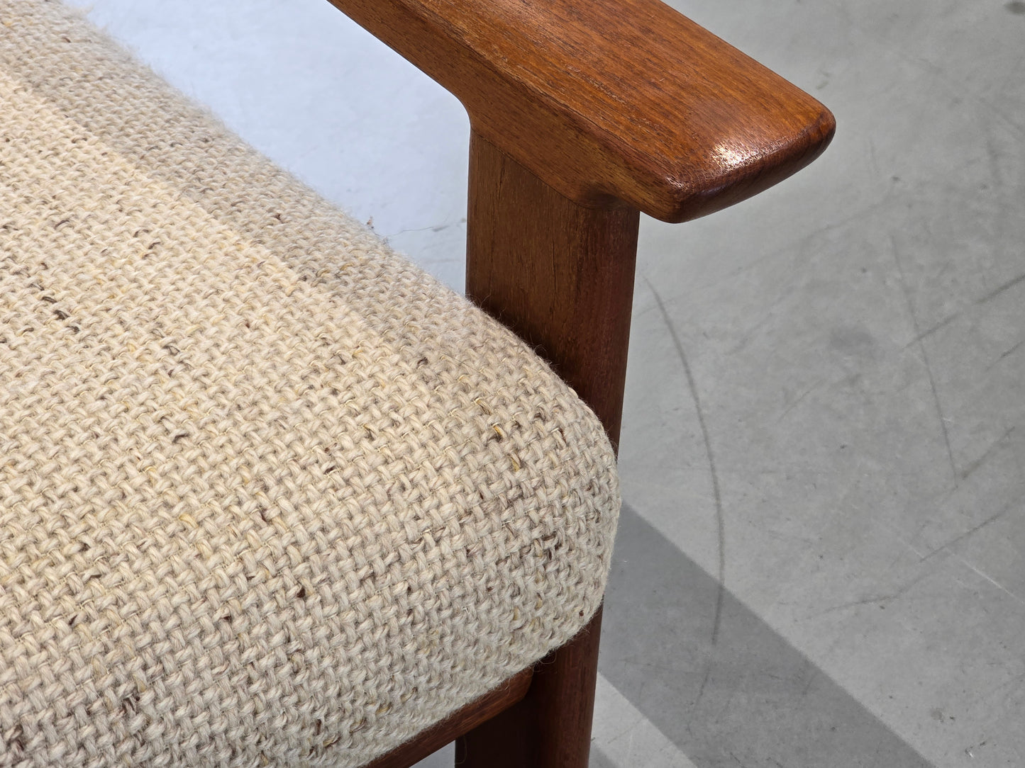 KNOLL ANTIMOTT TEAK SOFA holz couch L ecksofa beige vintage wolle couchtisch