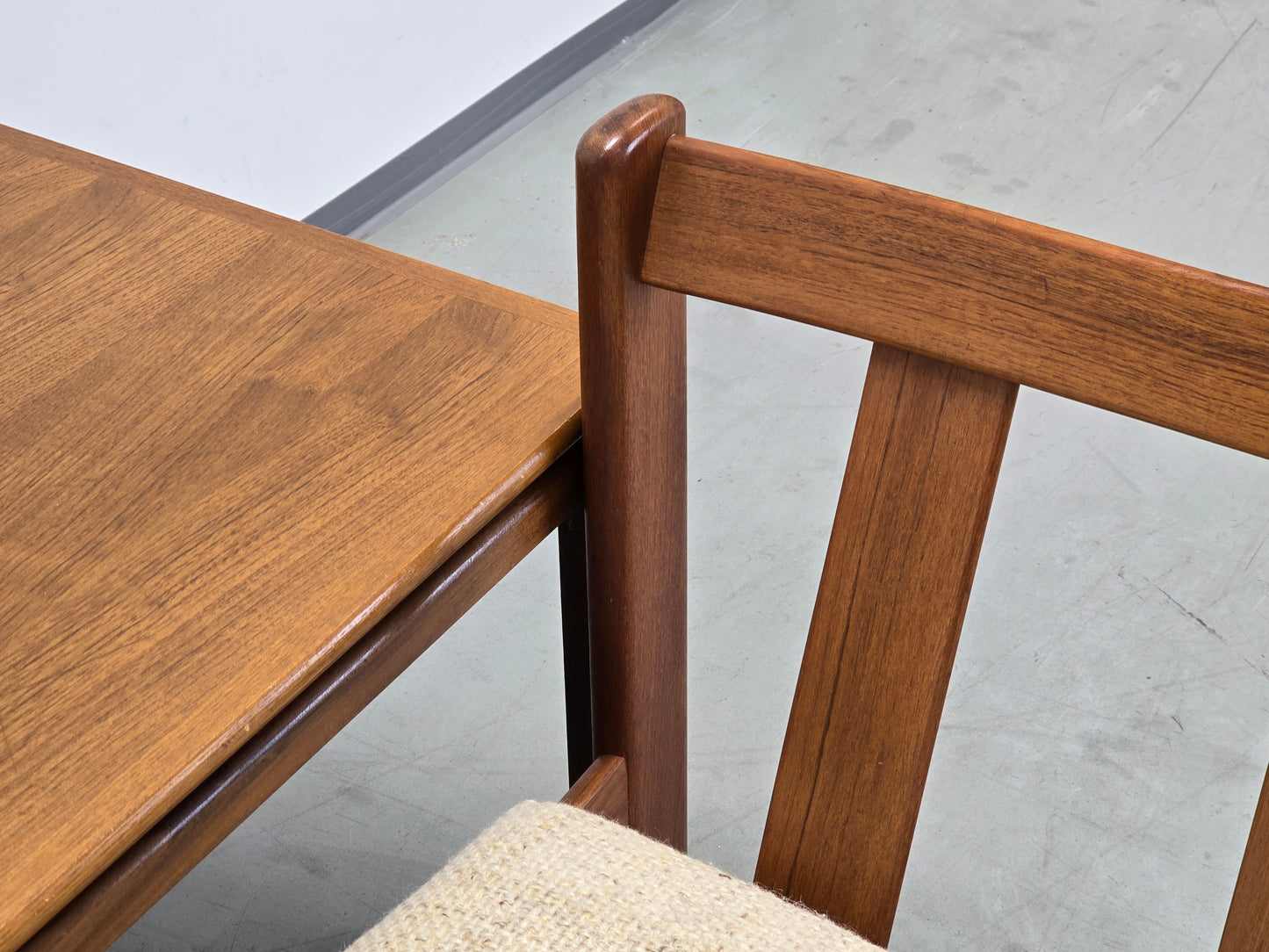 KNOLL ANTIMOTT TEAK SOFA holz couch L ecksofa beige vintage wolle couchtisch