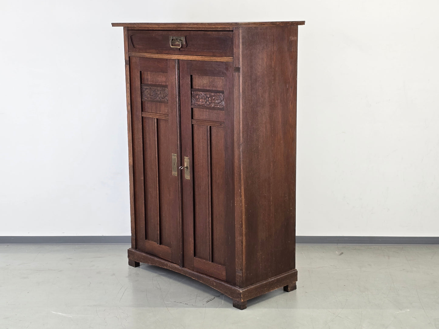 JUGENSTIL VERTIKO kommode schuhschrank antik holz eiche 1900