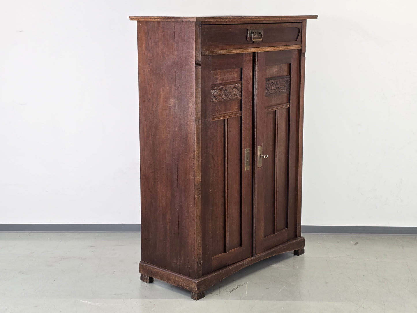 JUGENSTIL VERTIKO kommode schuhschrank antik holz eiche 1900