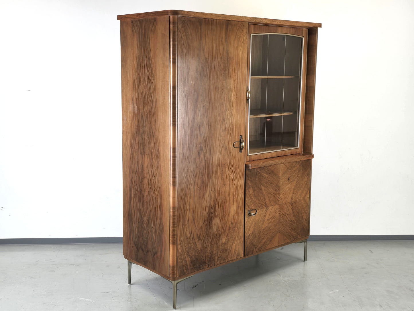 1960ER JAHRE SCHRANK nussbaum holz kleiderschrank vitrine vintage mid century