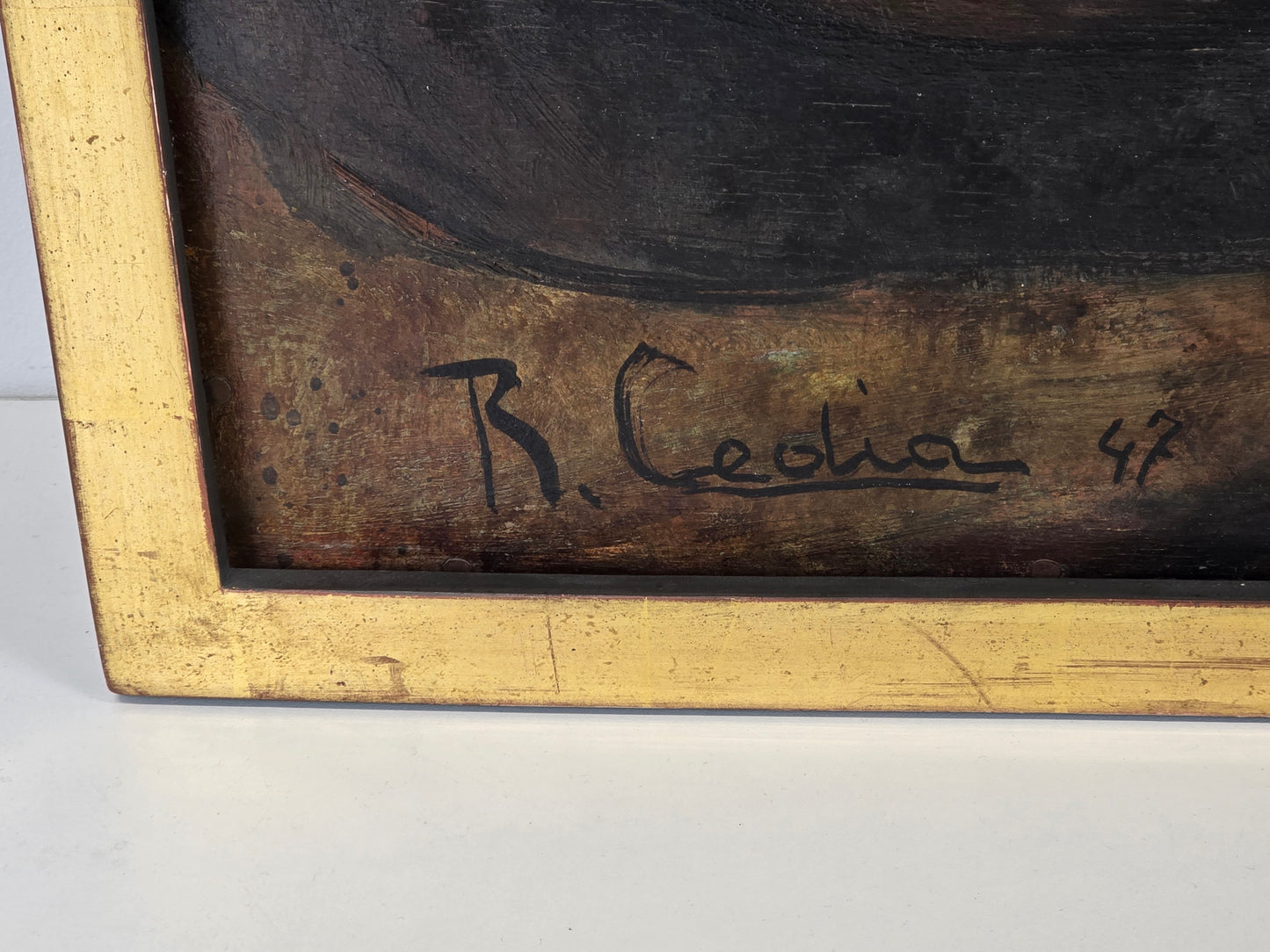 VINTAGE ÖLGEMÄLDE vintage bild gemälde Serenata Rustica gerahmt rahmen gold