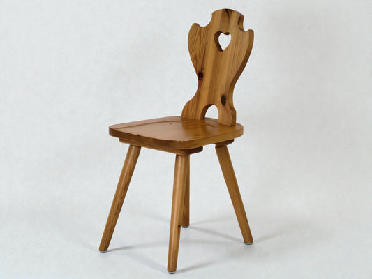 BAUERNSTUHL HOLZ Stuhl Herz Vintage Massivholz Landhaus Brettstuhl Kiefer