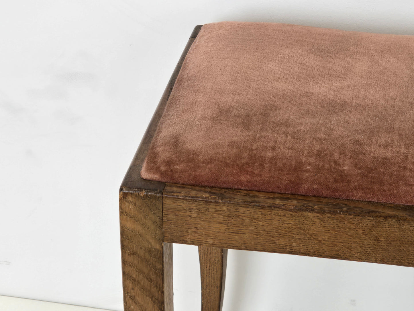 VINTAGE HOCKER antik Schemel Holz Samt Braun Mid-Century Retro Schminktisch