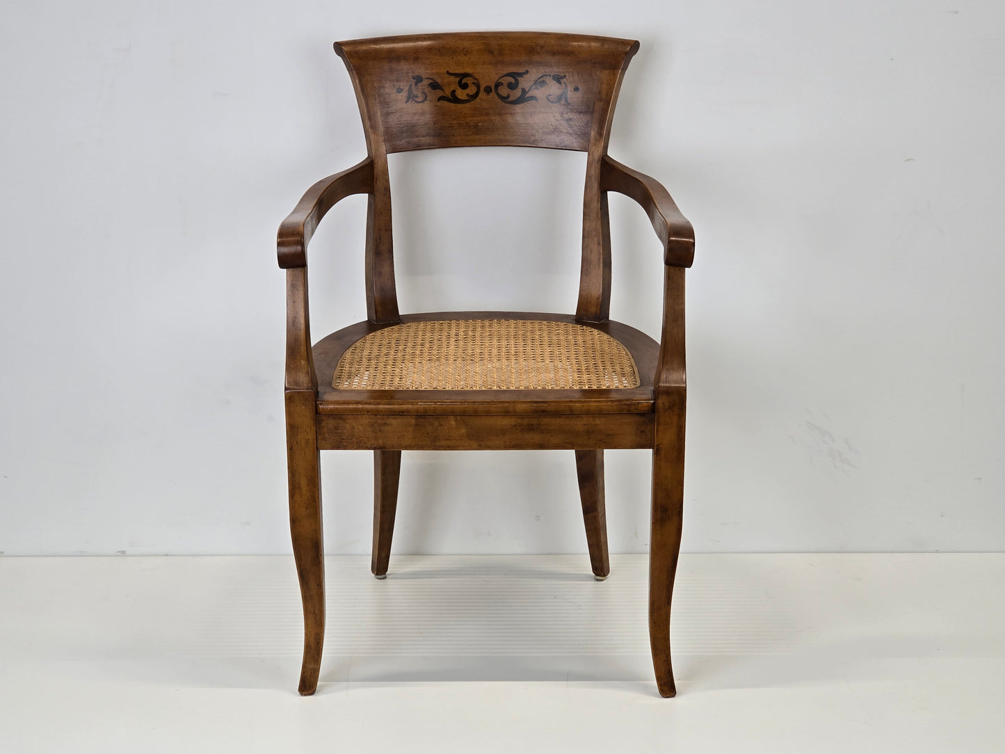 BIEDERMEIER ARMLEHNSTUHL Antik Stuhl Wiener Geflecht Holz Kirschbaum Vintage