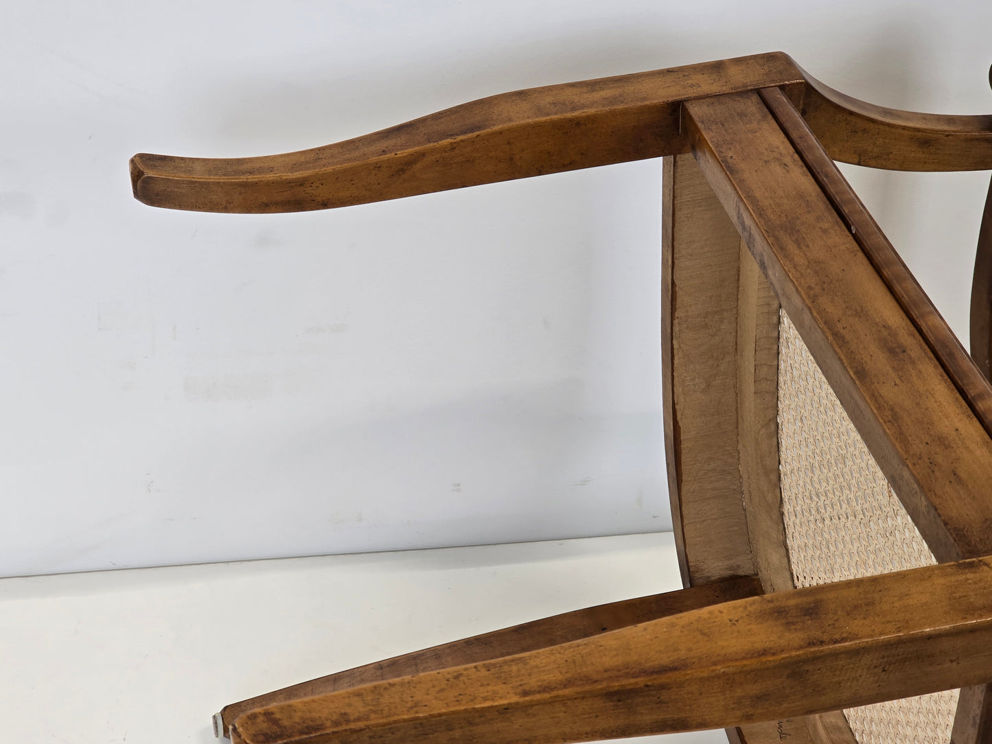 BIEDERMEIER ARMLEHNSTUHL Antik Stuhl Wiener Geflecht Holz Kirschbaum Vintage