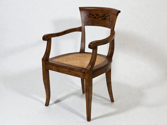 BIEDERMEIER ARMLEHNSTUHL Antik Stuhl Wiener Geflecht Holz Kirschbaum Vintage