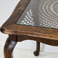 BEISTELLTISCH ANTIK Couchtisch Holz Glas Wiener Geflecht Vintage Barock-Stil