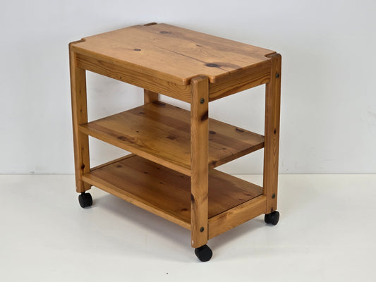 DESIGN BEISTELLWAGEN Rollwagen Kiefer Vintage Servierwagen Regal Mid Century