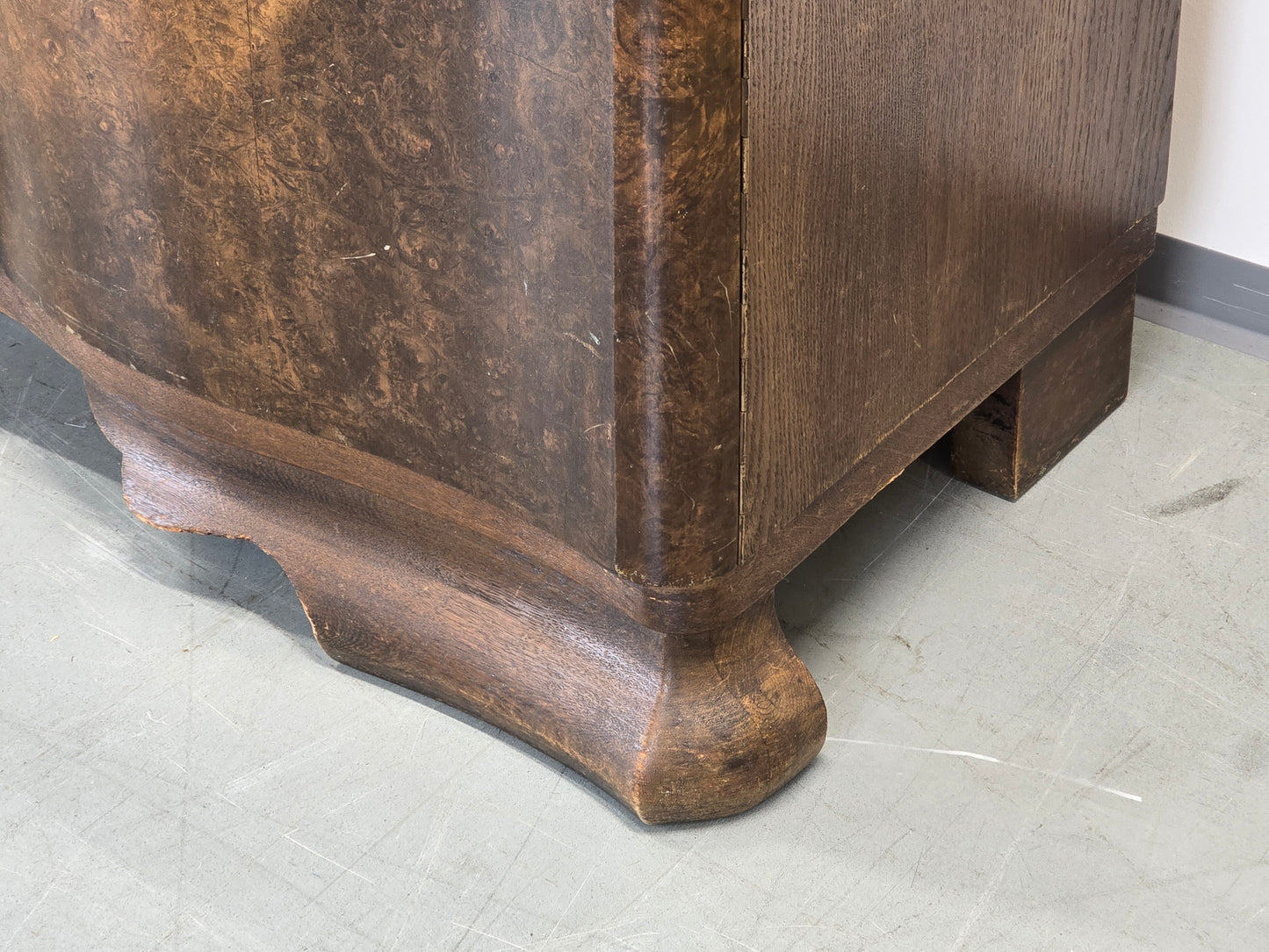 ANTIK BUFFET Vitrine Wurzelholz Schrank Mid-Century Art Déco Vintage